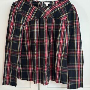 J. Crew Black and Red Midi A-Line Skirt